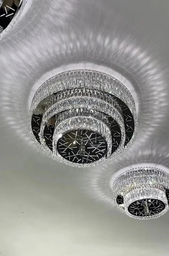 Oversized Modern Creative Flush Mount Round Multi-layers Crystal Pendant Chandelier for Living/Dining Room/Hallway - Brig Lighting