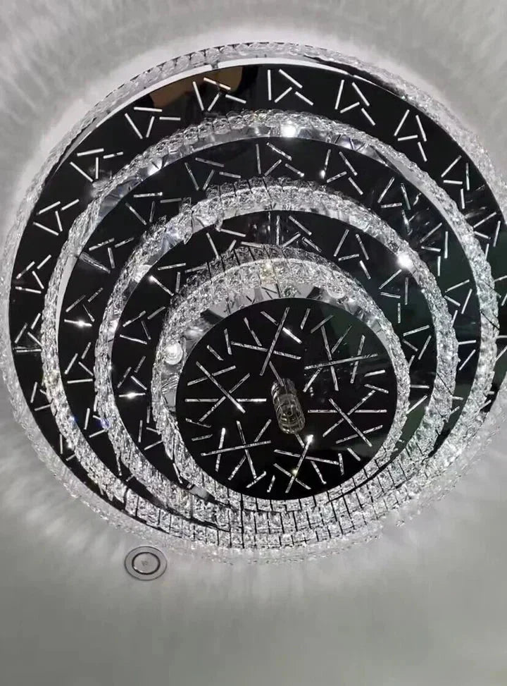 Oversized Modern Creative Flush Mount Round Multi-layers Crystal Pendant Chandelier for Living/Dining Room/Hallway - Brig Lighting