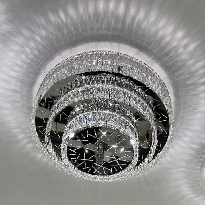 Oversized Modern Creative Flush Mount Round Multi-layers Crystal Pendant Chandelier for Living/Dining Room/Hallway - Brig Lighting