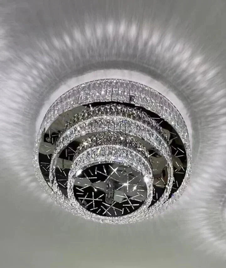 Oversized Modern Creative Flush Mount Round Multi-layers Crystal Pendant Chandelier for Living/Dining Room/Hallway - Brig Lighting