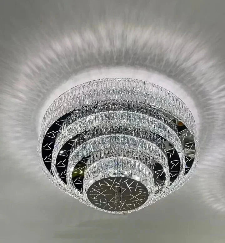 Oversized Modern Creative Flush Mount Round Multi-layers Crystal Pendant Chandelier for Living/Dining Room/Hallway - Brig Lighting