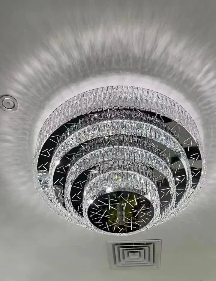 Oversized Modern Creative Flush Mount Round Multi-layers Crystal Pendant Chandelier for Living/Dining Room/Hallway - Brig Lighting