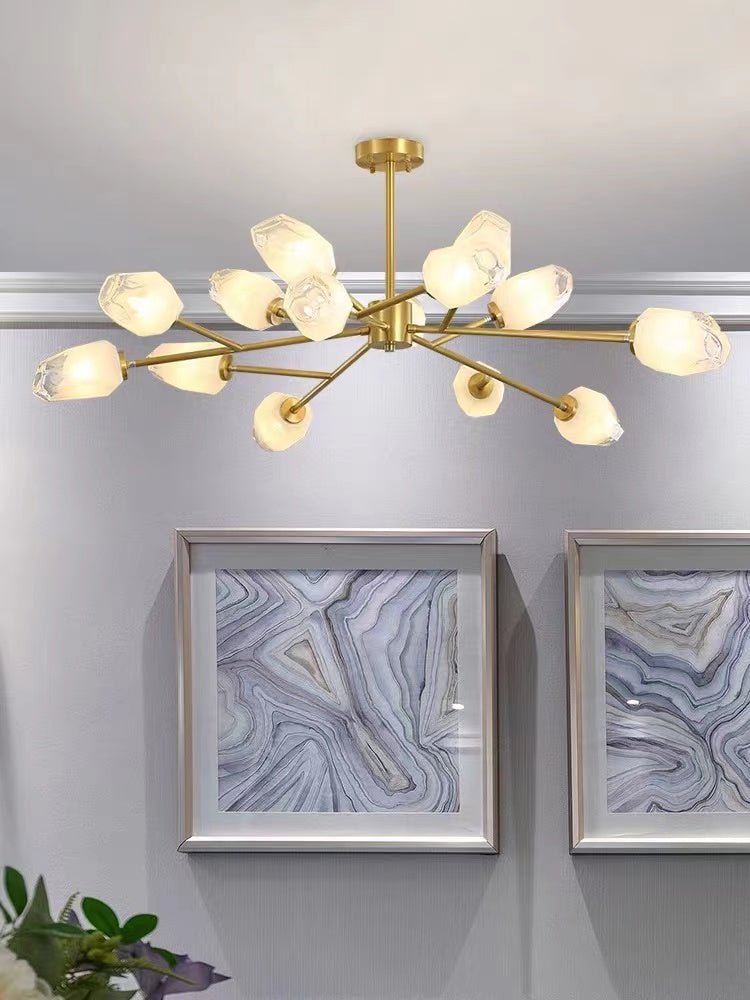 Oversized Modern Sputnik Facet Multiple Glass Chandelier for Living Room/Bedroom - briglamps