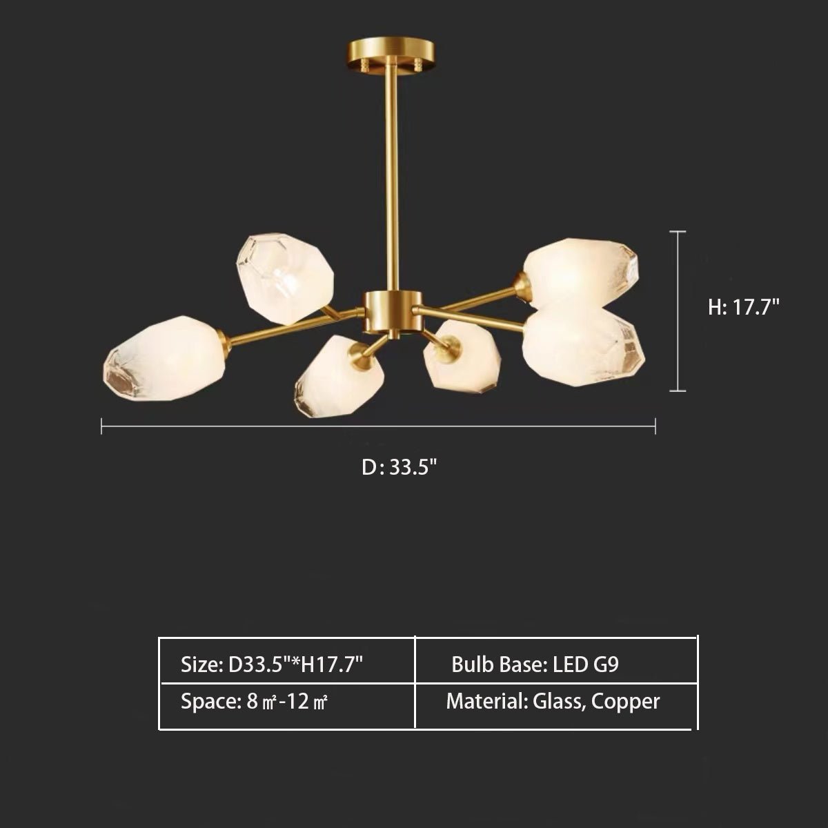 Oversized Modern Sputnik Facet Multiple Glass Chandelier for Living Room/Bedroom - briglamps