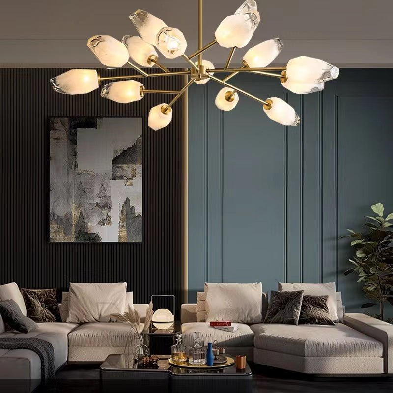 Oversized Modern Sputnik Facet Multiple Glass Chandelier for Living Room/Bedroom - briglamps