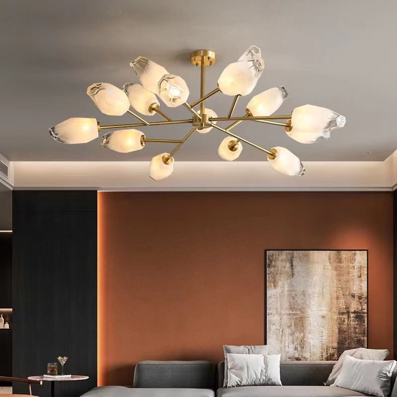 Oversized Modern Sputnik Facet Multiple Glass Chandelier for Living Room/Bedroom - briglamps