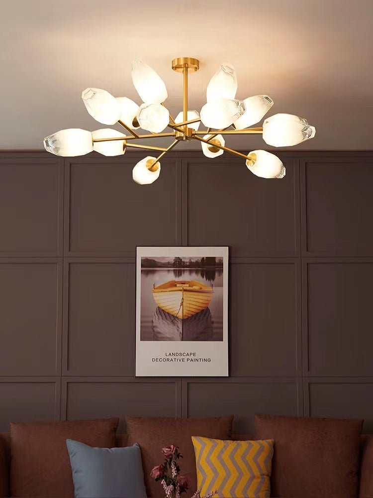 Oversized Modern Sputnik Facet Multiple Glass Chandelier for Living Room/Bedroom - briglamps