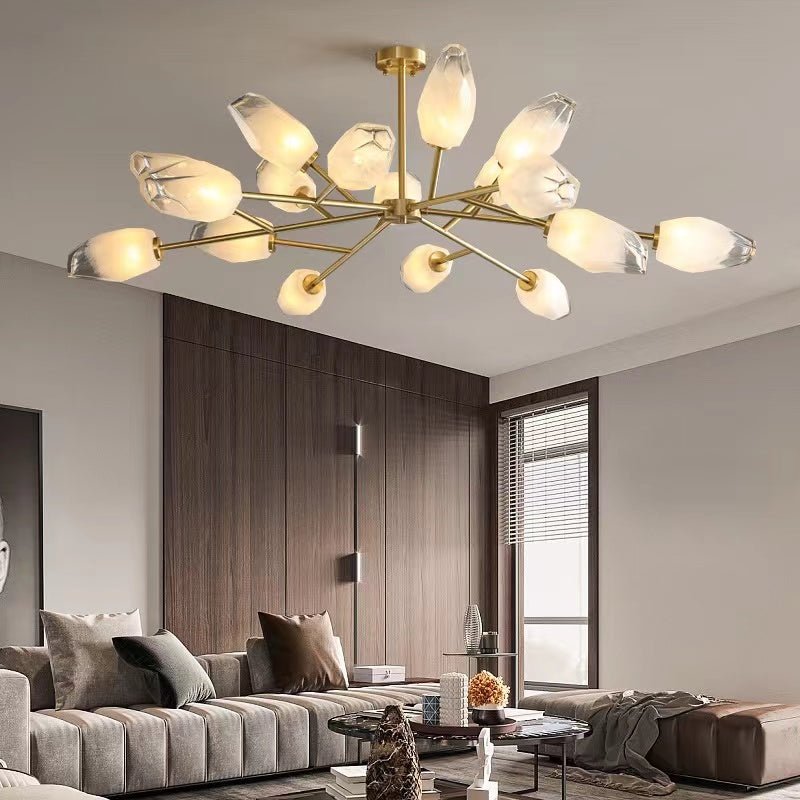 Oversized Modern Sputnik Facet Multiple Glass Chandelier for Living Room/Bedroom - briglamps