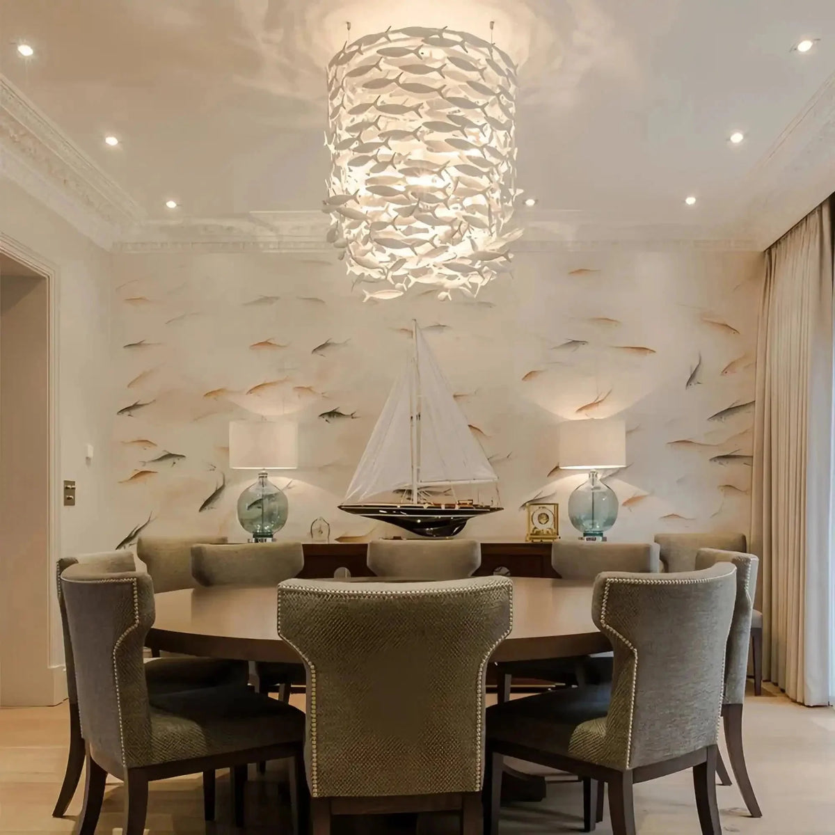 Porcelain Fish Shaped Dining Table Chandelier - Brig Lighting