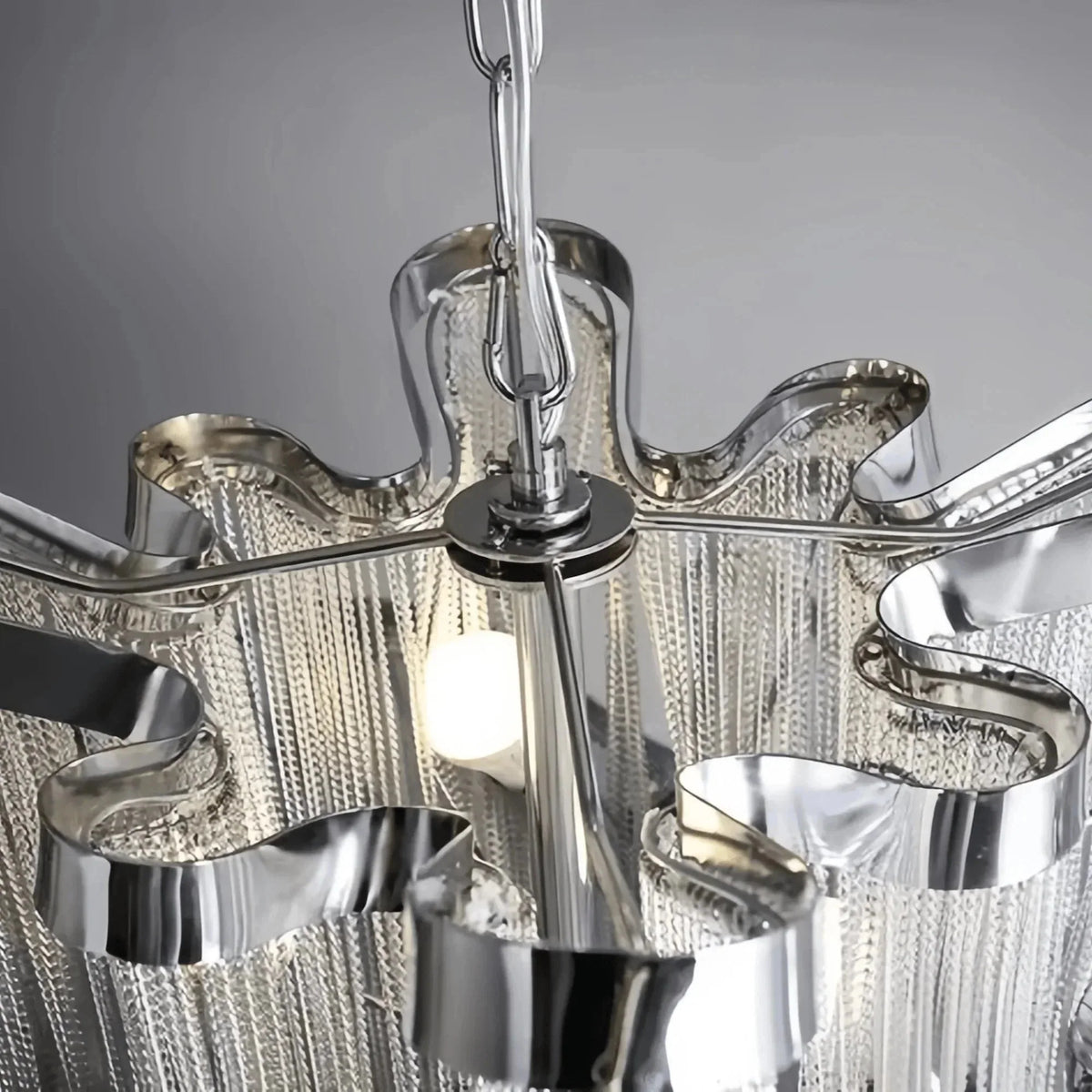 Post-Modern Extra Large Stainless Steel Long Tassel Chandelier - Brig Lighting