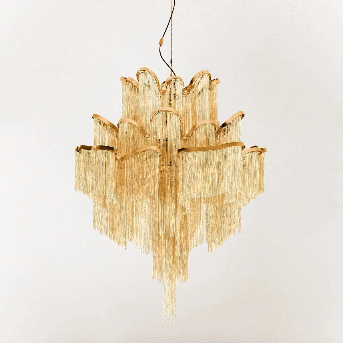 Post-Modern Extra Large Stainless Steel Long Tassel Chandelier - Brig Lighting