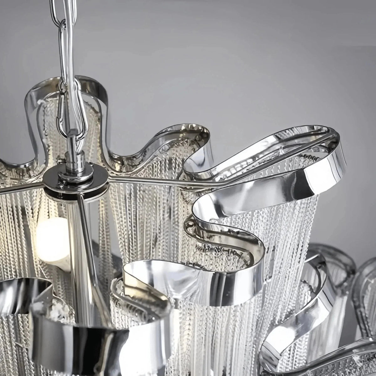 Post-Modern Extra Large Stainless Steel Long Tassel Chandelier - Brig Lighting