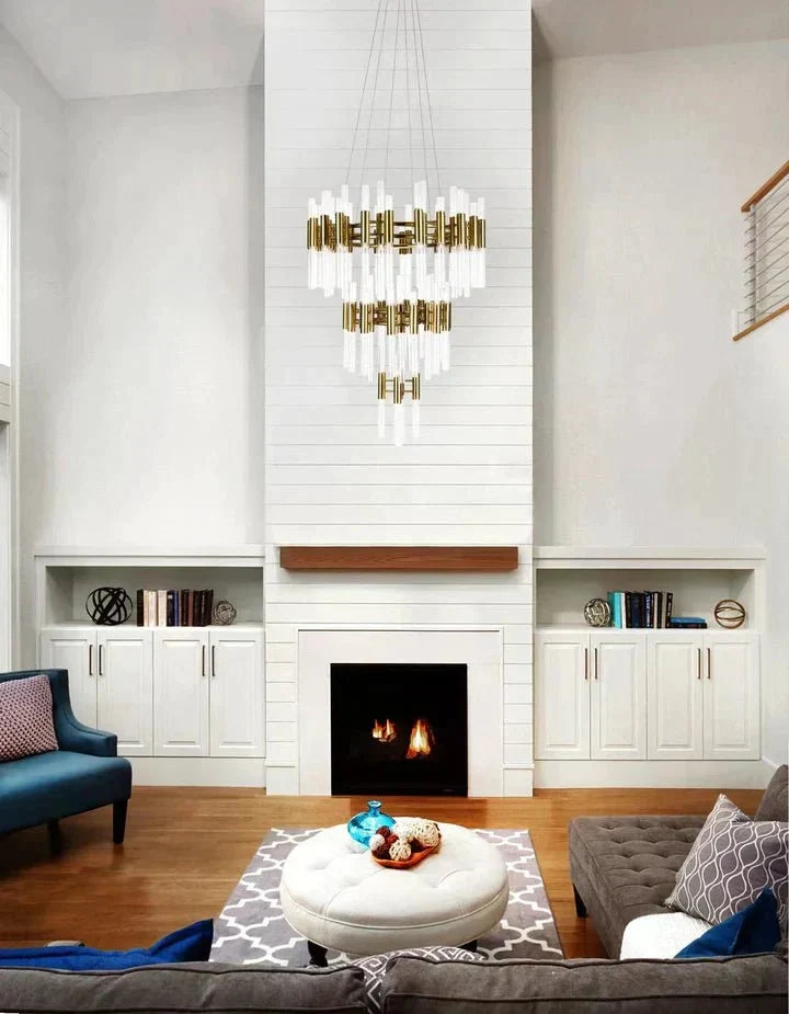 Post - modern Simple Light Luxury 3 - Tier Round Glass Tubes Chandelier - briglamps