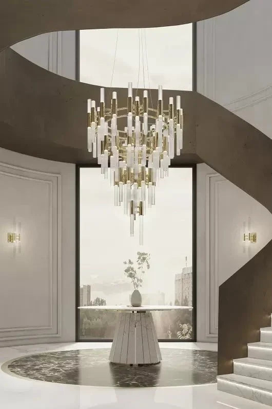 Post - modern Simple Light Luxury 3 - Tier Round Glass Tubes Chandelier - briglamps