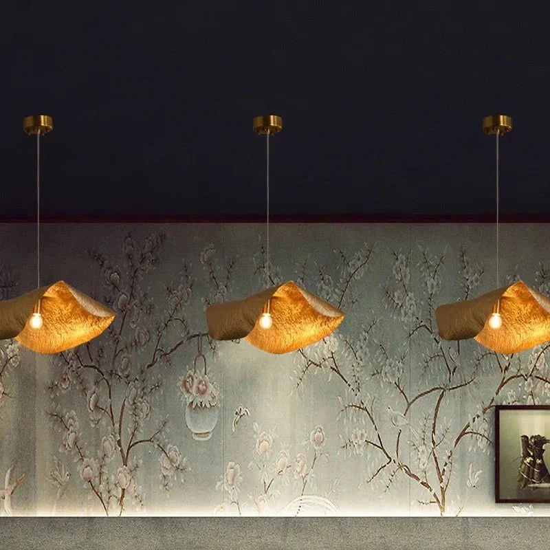 Postmodern Withered Leaf Parlor Pendant Lighting Fixture in Brass - Brig Lighting