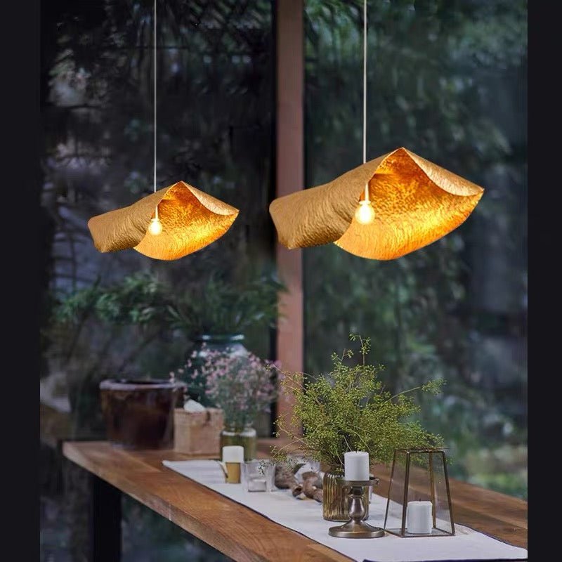 Postmodern Withered Leaf Parlor Pendant Lighting Fixture in Brass - Brig Lighting