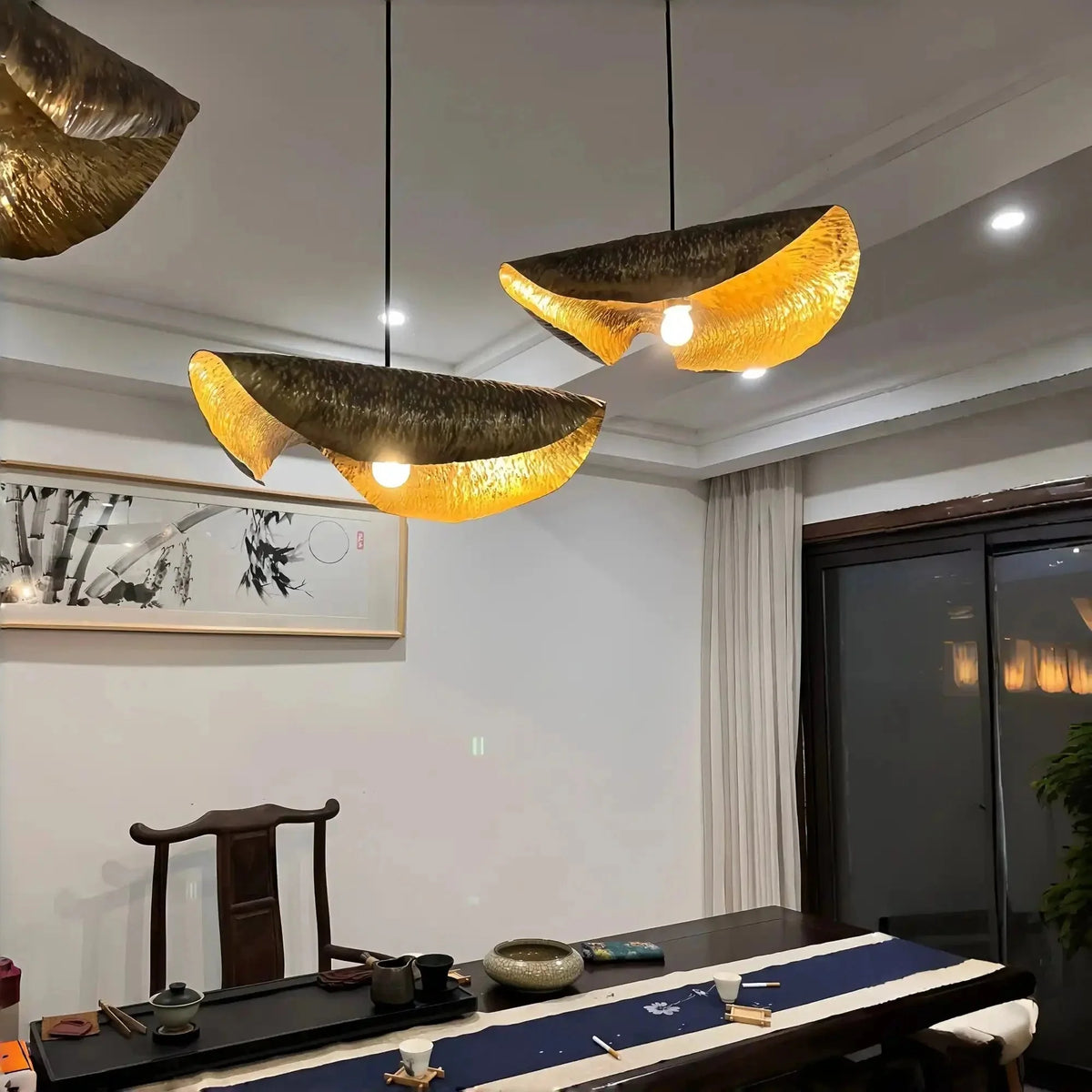 Postmodern Withered Leaf Parlor Pendant Lighting Fixture in Brass - Brig Lighting