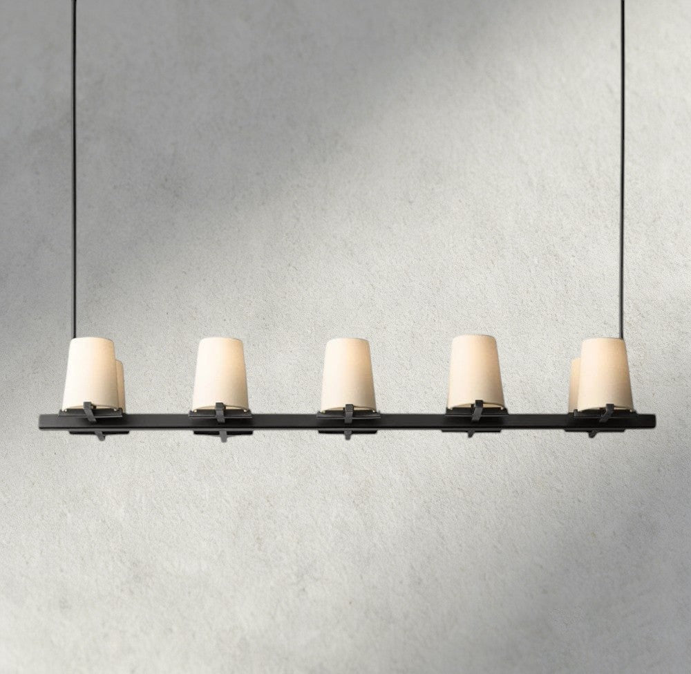 Puailace Fabric Shade Linear Chandelier - briglamps