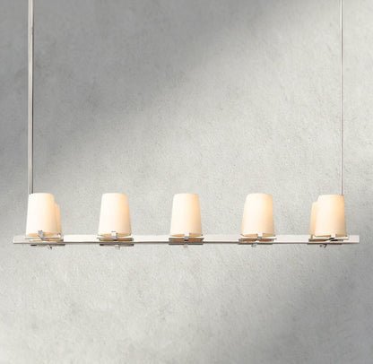 Puailace Fabric Shade Linear Chandelier - briglamps