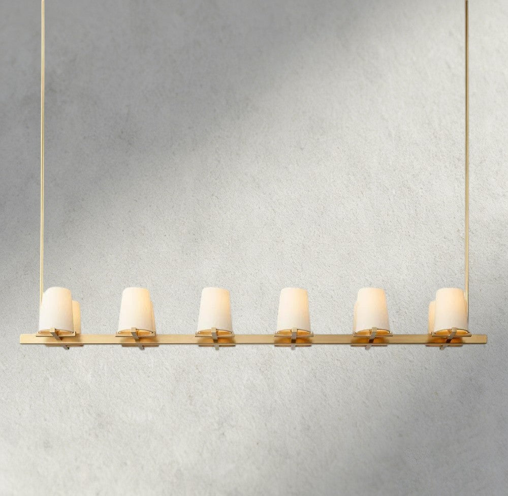 Puailace Fabric Shade Linear Chandelier - briglamps