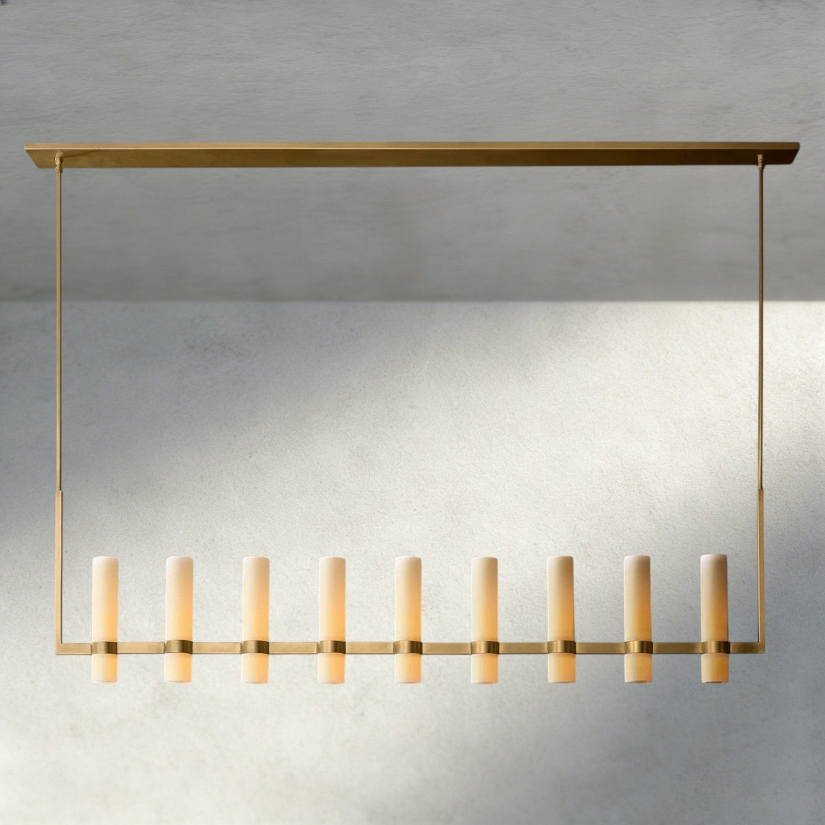 Ravay Linear Milk Glass Chandelier 59", 71" - briglamps