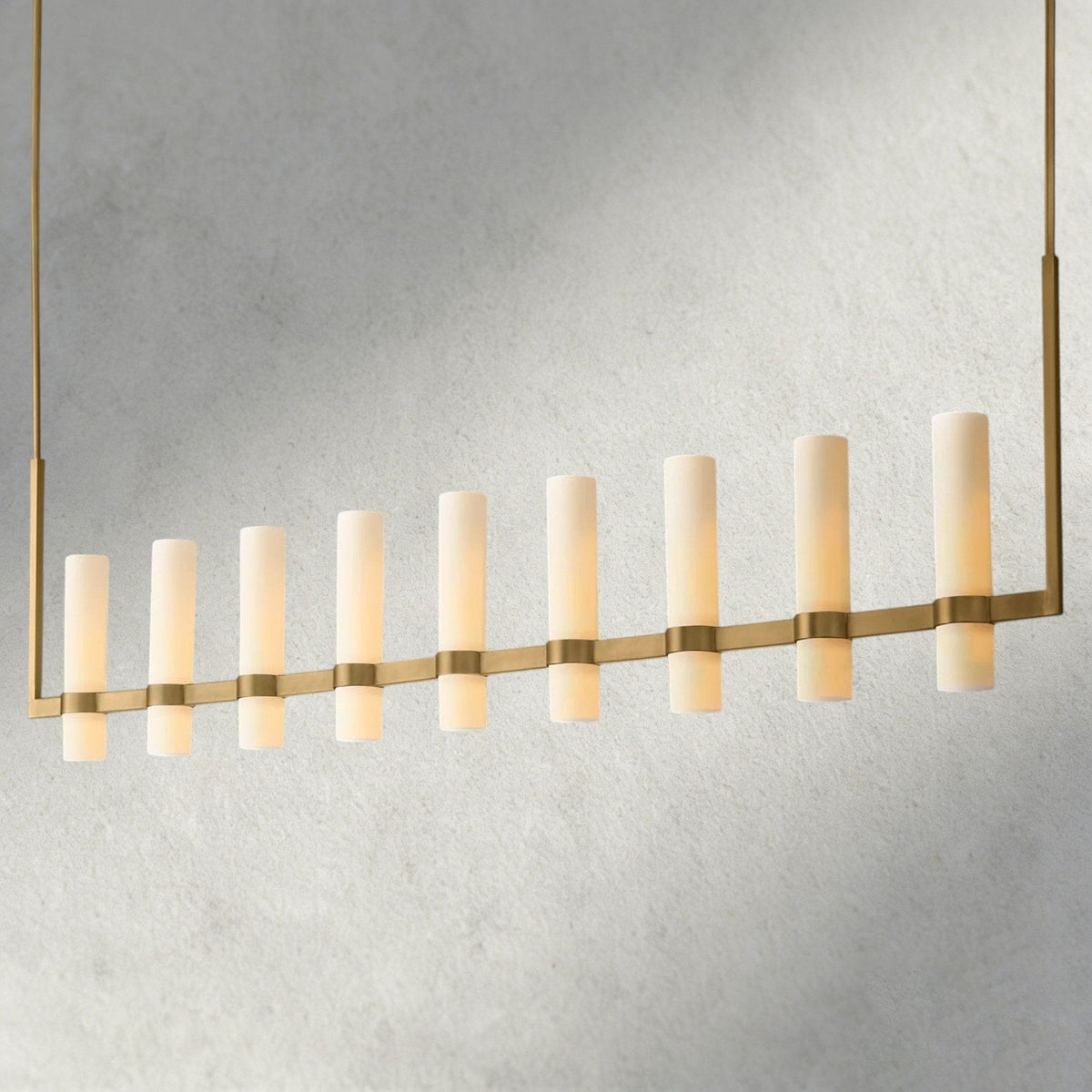 Ravay Linear Milk Glass Chandelier 59", 71" - briglamps