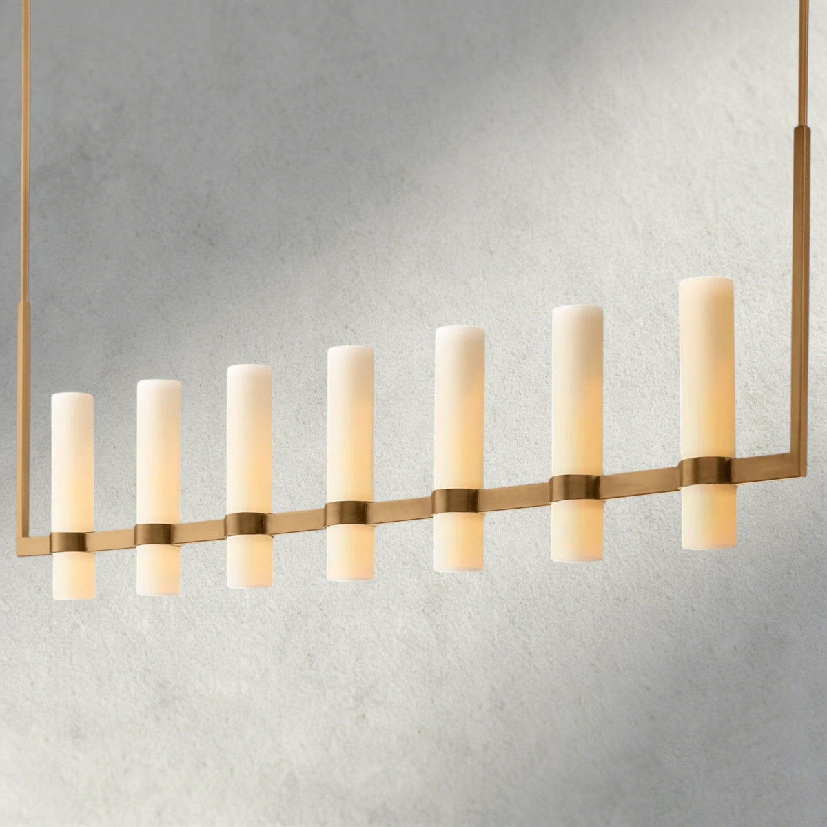 Ravay Linear Milk Glass Chandelier 59", 71" - briglamps