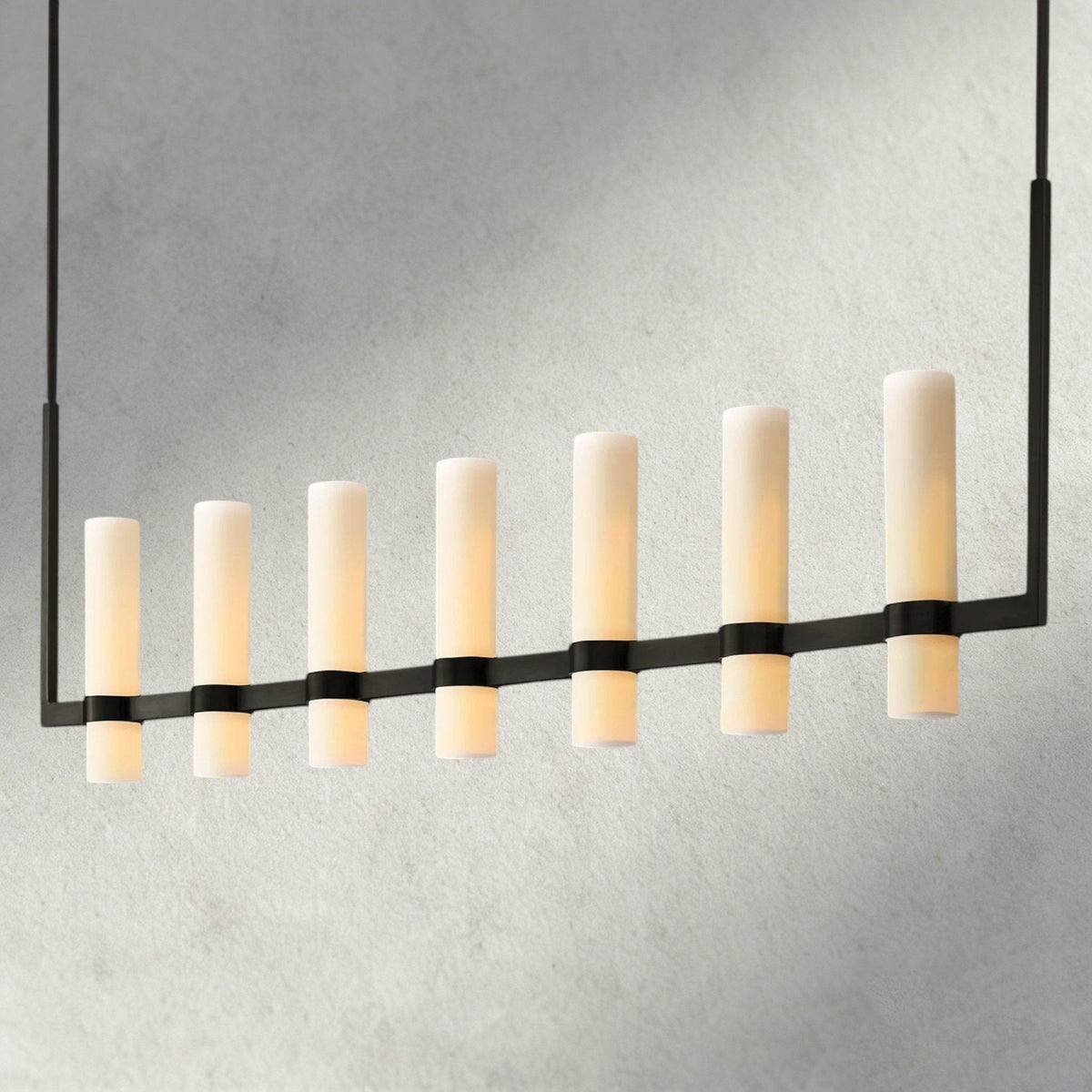 Ravay Linear Milk Glass Chandelier 59", 71" - briglamps