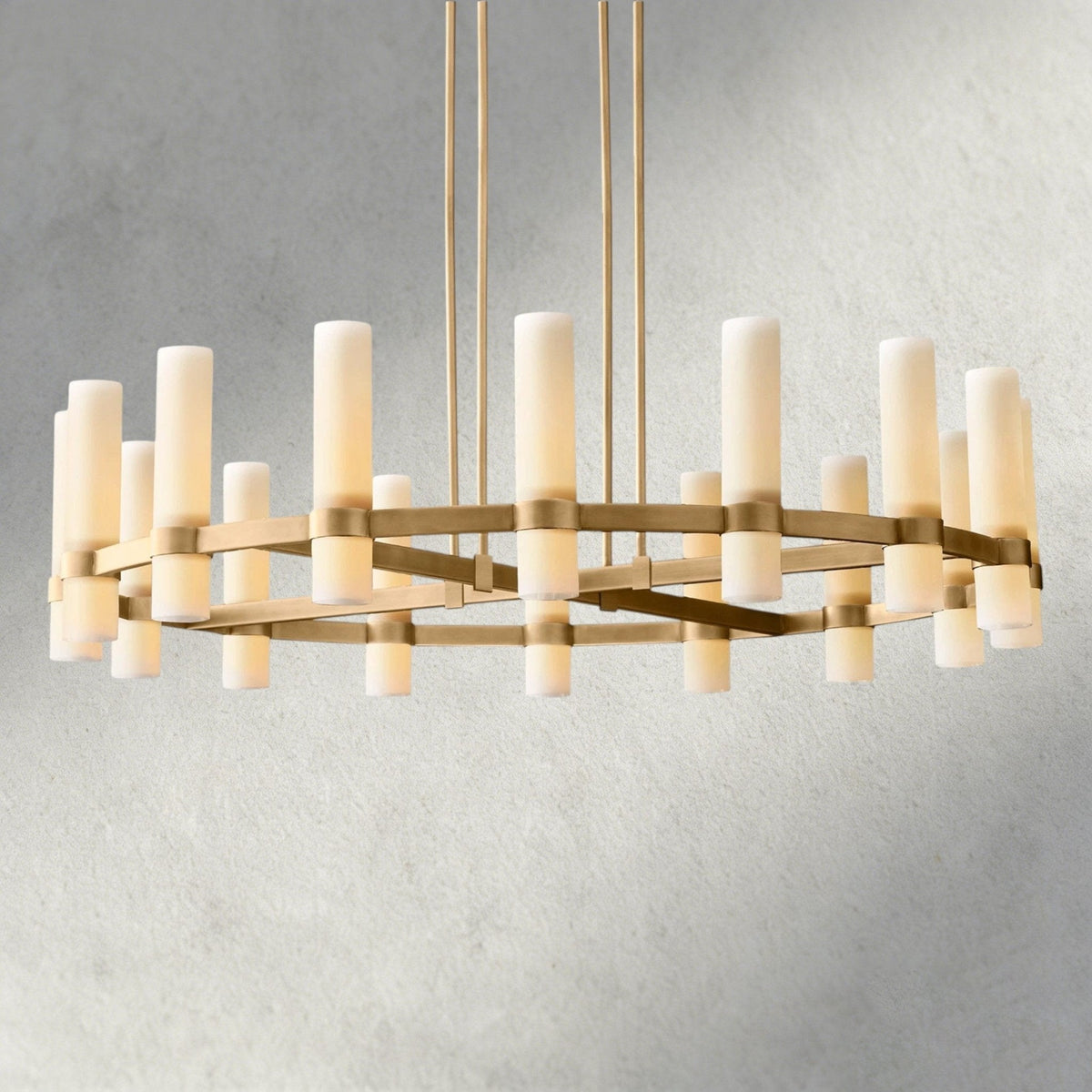 Ravay Round Milk Glass Chandelier 36", 48", 60" - briglamps