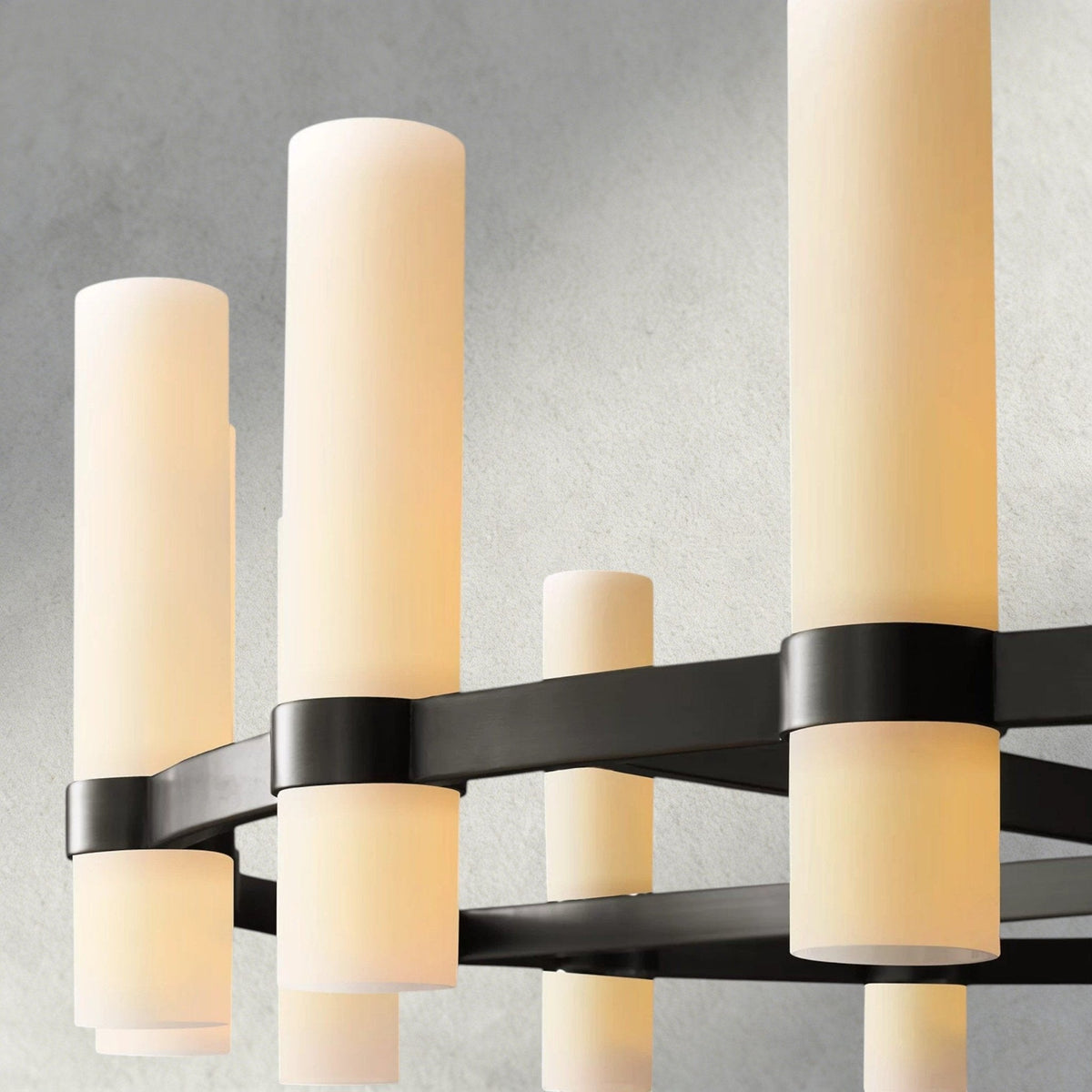 Ravay Round Milk Glass Chandelier 36", 48", 60" - briglamps