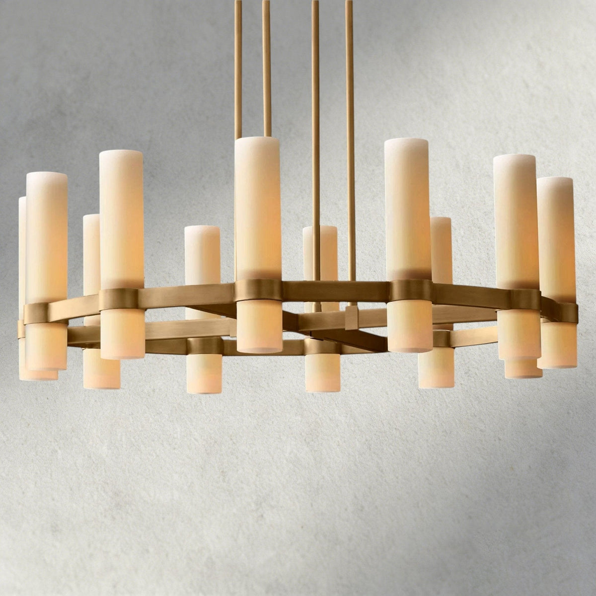 Ravay Round Milk Glass Chandelier 36", 48", 60" - briglamps