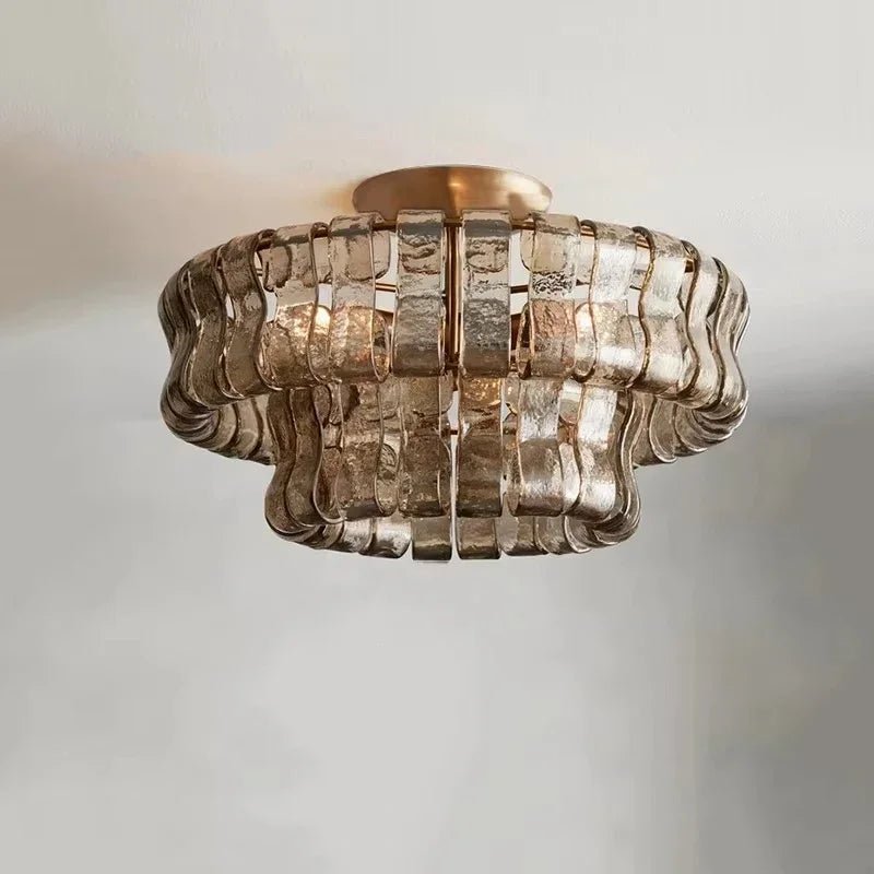 Riviera 20" Smoke Glass Flush Mount Chandelier - briglamps