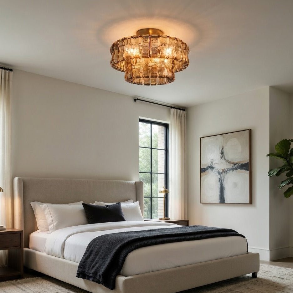 Riviera 20" Smoke Glass Flush Mount Chandelier - briglamps