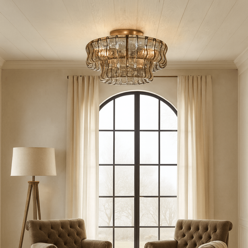 Riviera 20" Smoke Glass Flush Mount Chandelier - briglamps
