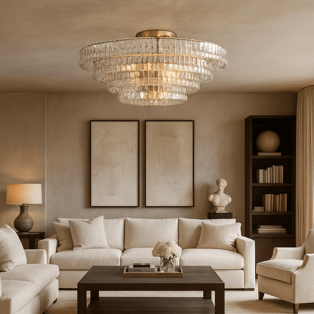Riviera 35" Flush Mount Chandelier - briglamps