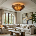 Riviera 35" Smoke Glass Flush Mount handelier - briglamps