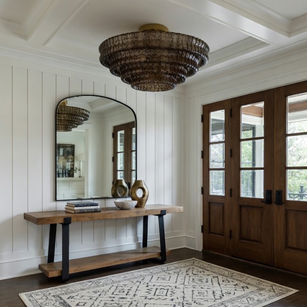 Riviera 35" Smoke Glass Flush Mount handelier - briglamps