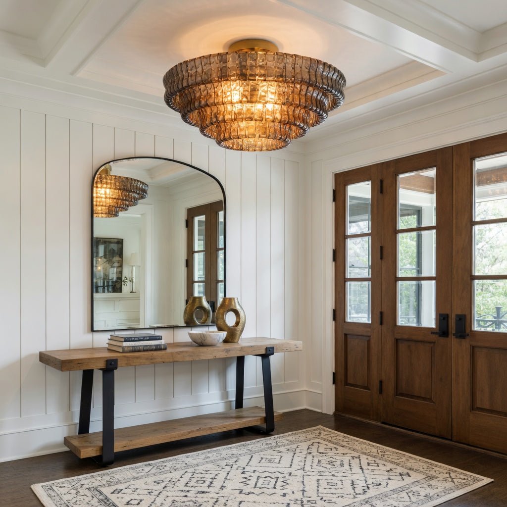 Riviera 35" Smoke Glass Flush Mount handelier - briglamps