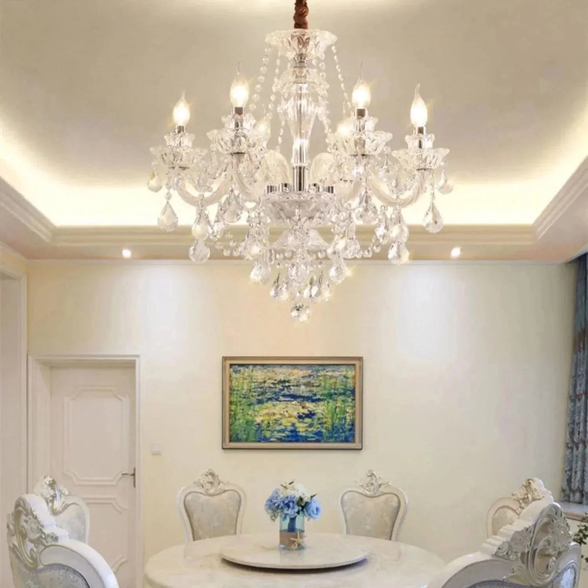 Rustic Antique European Candle Crystal Chandelier Popular Farmhouse Ceiling Light Fixture For Living Room - Brig Lighting