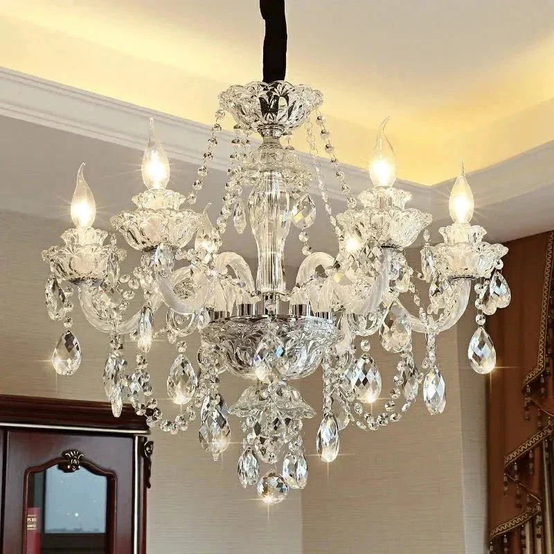 Rustic Antique European Candle Crystal Chandelier Popular Farmhouse Ceiling Light Fixture For Living Room - Brig Lighting