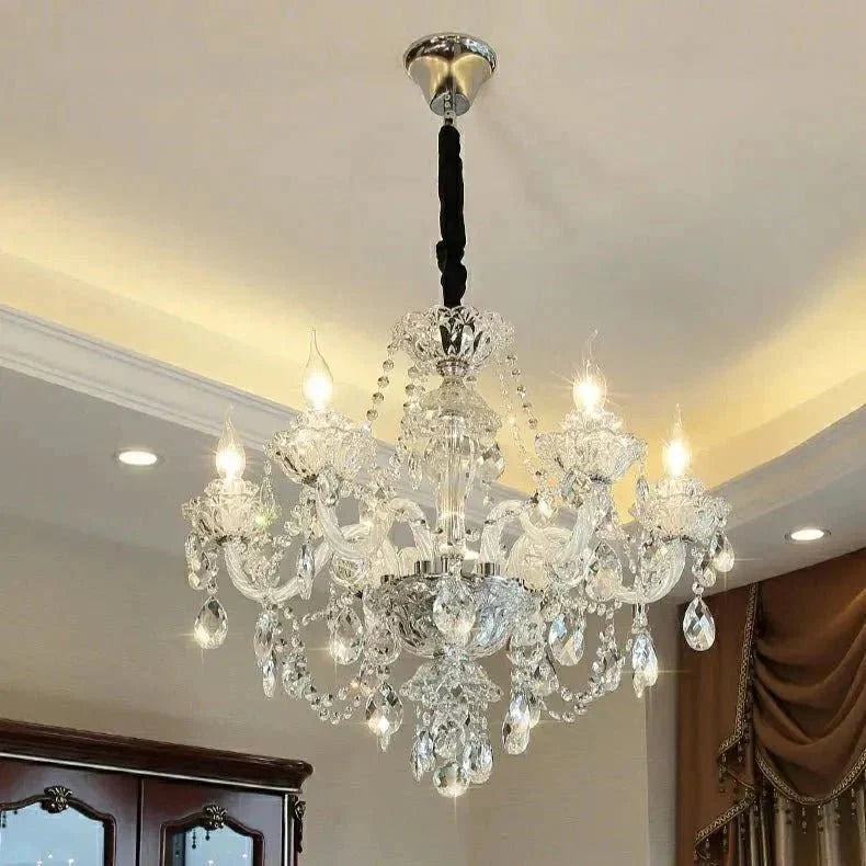 Rustic Antique European Candle Crystal Chandelier Popular Farmhouse Ceiling Light Fixture For Living Room - Brig Lighting