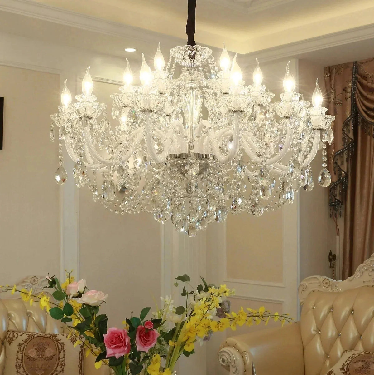 Rustic Antique European Candle Crystal Chandelier Popular Farmhouse Ceiling Light Fixture For Living Room - Brig Lighting