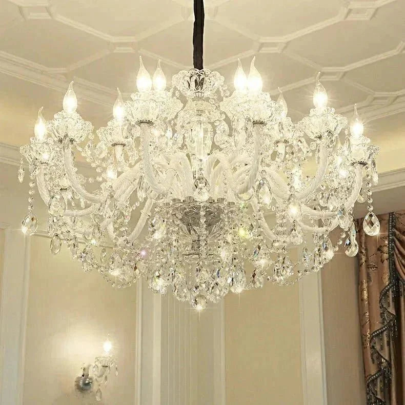 Rustic Antique European Candle Crystal Chandelier Popular Farmhouse Ceiling Light Fixture For Living Room - Brig Lighting