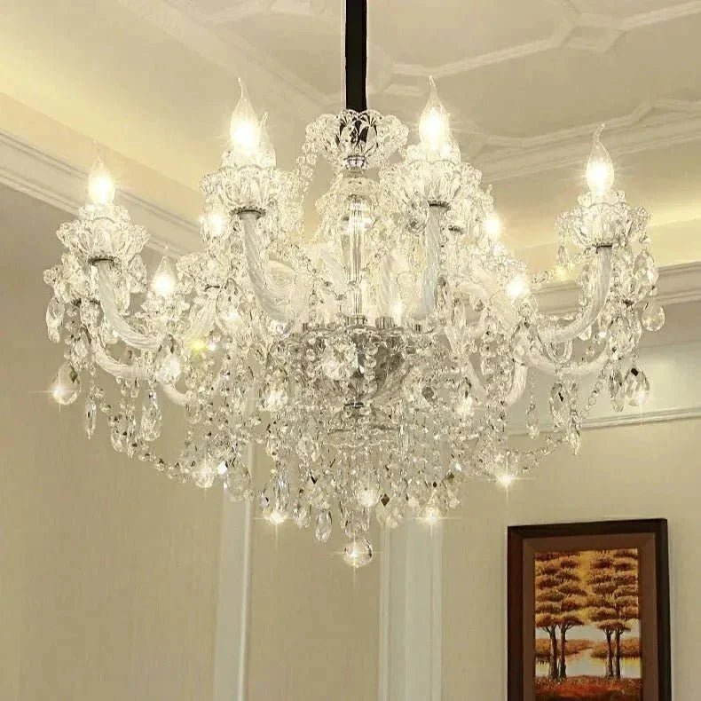 Rustic Antique European Candle Crystal Chandelier Popular Farmhouse Ceiling Light Fixture For Living Room - Brig Lighting