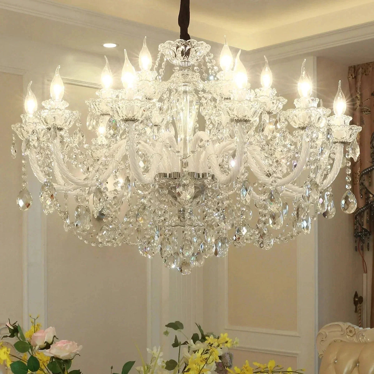 Rustic Antique European Candle Crystal Chandelier Popular Farmhouse Ceiling Light Fixture For Living Room - Brig Lighting