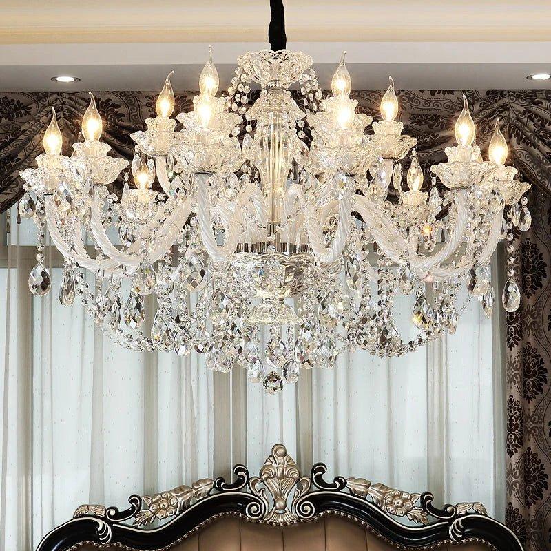 Rustic Antique European Candle Crystal Chandelier Popular Farmhouse Ceiling Light Fixture For Living Room - Brig Lighting