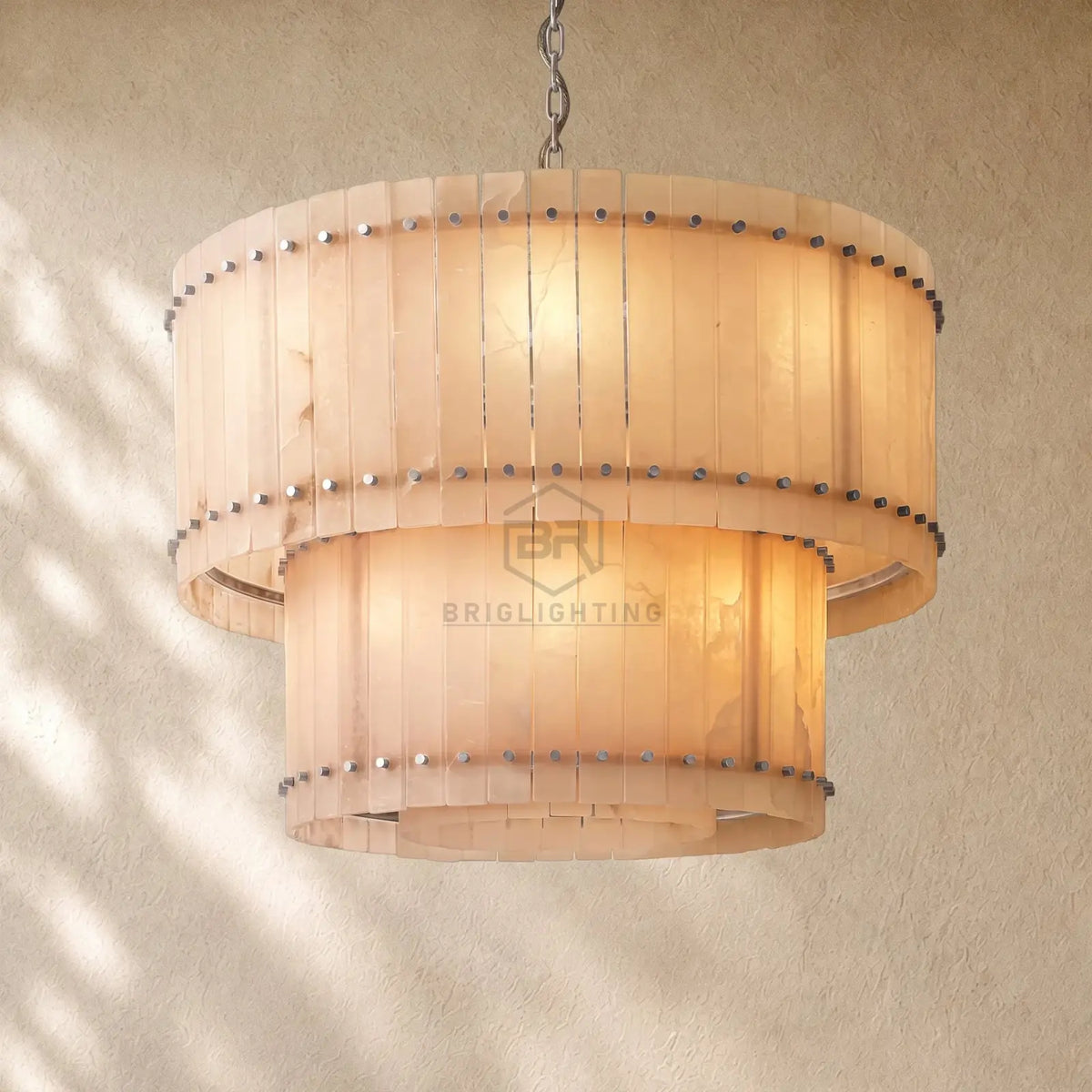 San Marcon Alabaster Two-Tier Round Chandelier