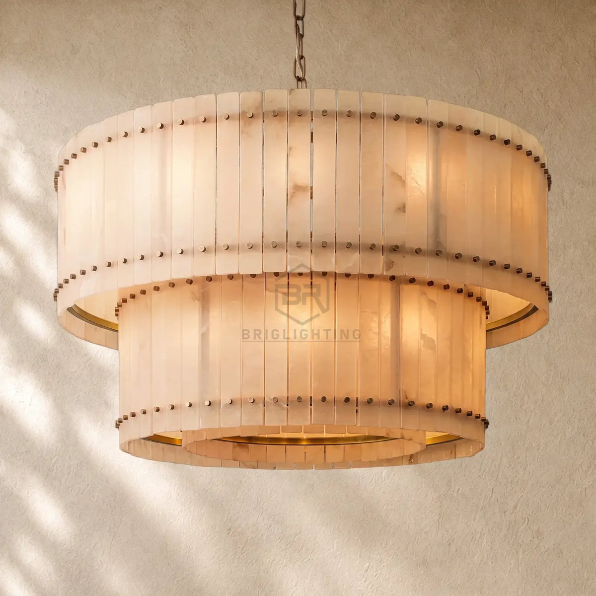 San Marcon Alabaster Two-Tier Round Chandelier