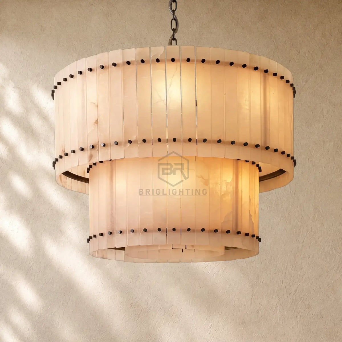 San Marcon Alabaster Two-Tier Round Chandelier