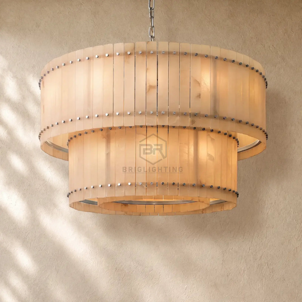 San Marcon Alabaster Two-Tier Round Chandelier